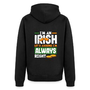 Funny Irishman Ireland Gift - Unisex Premium Organic Zip Hoodie - black - Back - Nico (187cm)