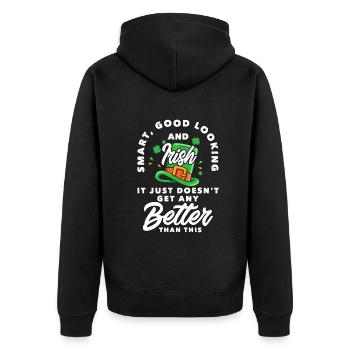 Funny Irishman Ireland Gift - Unisex Premium Organic Zip Hoodie - black - Back - Nico (187cm)