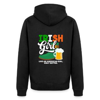 Funny Irishman Ireland Gift - Unisex Premium Organic Zip Hoodie - black - Back - Nico (187cm)