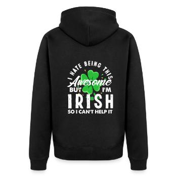 Funny Irishman Ireland Gift - Unisex Premium Organic Zip Hoodie - black - Back - Nico (187cm)