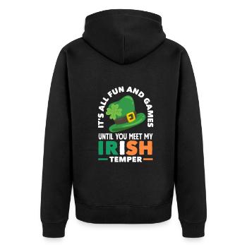 Funny Irish Ireland Gift - Unisex Premium Organic Zip Hoodie - black - Back - Nico (187cm)