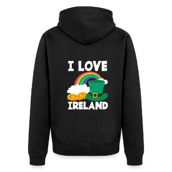 Funny Irish Ireland Gift - Unisex Premium Organic Zip Hoodie - black - Back - Nico (187cm)
