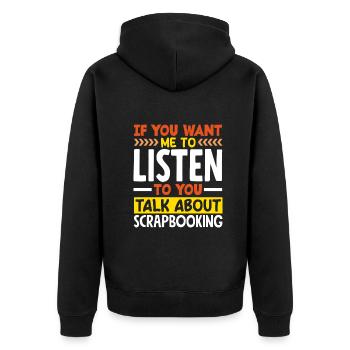 Erinnerungsbuch Scrapbook Sammelalbum Einklebebuch - Unisex Premium Bio Zip Hoodie - Schwarz - Hinten - Nico (187cm)
