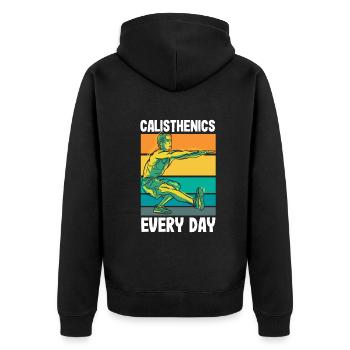 Calisthenics Training Fitness Workout - Unisex Premium Organic Zip Hoodie - black - Back - Nico (187cm)