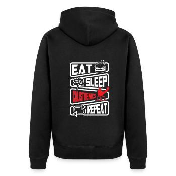Calisthenics Training Fitness Workout - Unisex Premium Organic Zip Hoodie - black - Back - Nico (187cm)
