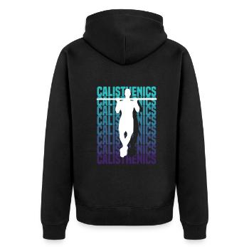 Calisthenics Training Fitness Workout - Unisex Premium Organic Zip Hoodie - black - Back - Nico (187cm)
