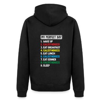 Calisthenics Training Fitness Workout - Unisex Premium Organic Zip Hoodie - black - Back - Nico (187cm)