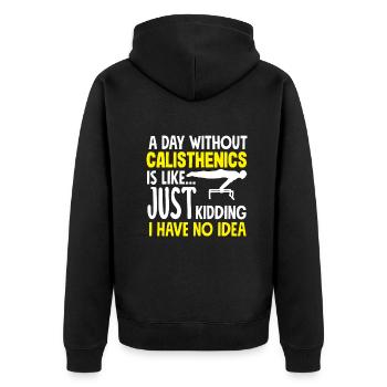 Calisthenics Training Fitness Workout - Unisex Premium Organic Zip Hoodie - black - Back - Nico (187cm)