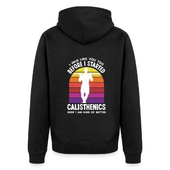 Calisthenics Training Fitness Workout - Unisex Premium Organic Zip Hoodie - black - Back - Nico (187cm)