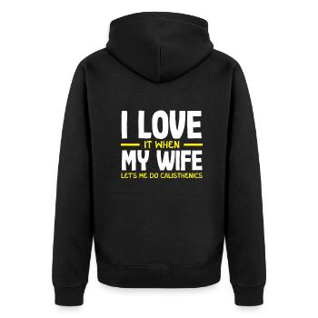 Calisthenics Training Fitness Workout - Unisex Premium Organic Zip Hoodie - black - Back - Nico (187cm)