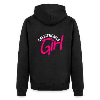 Calisthenics Training Fitness Workout - Unisex Premium Organic Zip Hoodie - black - Back - Nico (187cm)
