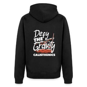 Calisthenics Training Fitness Workout - Unisex Premium Organic Zip Hoodie - black - Back - Nico (187cm)