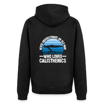 Calisthenics Training Fitness Workout - Unisex Premium Organic Zip Hoodie - black - Back - Nico (187cm)