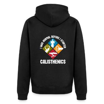 Calisthenics Training Fitness Workout - Unisex Premium Organic Zip Hoodie - black - Back - Nico (187cm)