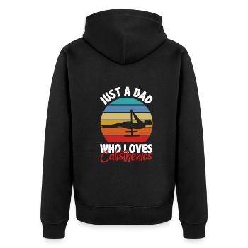 Calisthenics Training Fitness Workout - Unisex Premium Organic Zip Hoodie - black - Back - Nico (187cm)