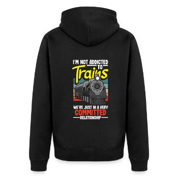 Drôle de Train amant Trains Locomotive cadeau - Veste à capuche bio Premium Unisexe - noir - Dos - Nico (187cm)