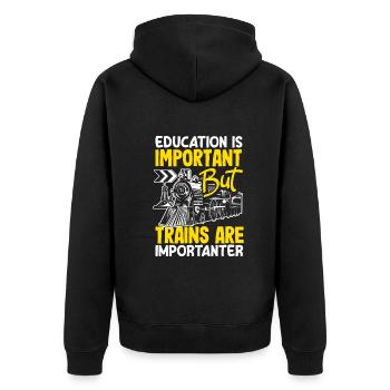 Funny Train Lover Trains Locomotive Gift - Unisex Premium Organic Zip Hoodie - black - Back - Nico (187cm)