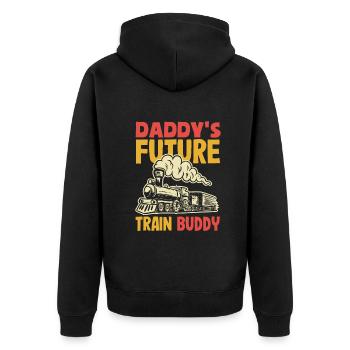 Funny Train Lover Trains Locomotive Gift - Unisex Premium Organic Zip Hoodie - black - Back - Nico (187cm)