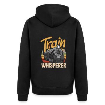 Funny Train Lover Trains Locomotive Gift - Unisex Premium Organic Zip Hoodie - black - Back - Nico (187cm)