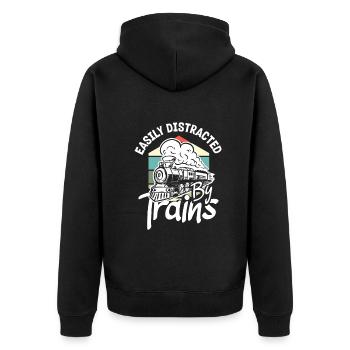 Drôle de Train amant Trains Locomotive cadeau - Veste à capuche bio Premium Unisexe - noir - Dos - Nico (187cm)