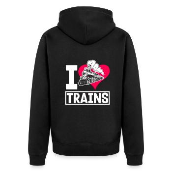 Drôle de Train amant Trains Locomotive cadeau - Veste à capuche bio Premium Unisexe - noir - Dos - Nico (187cm)