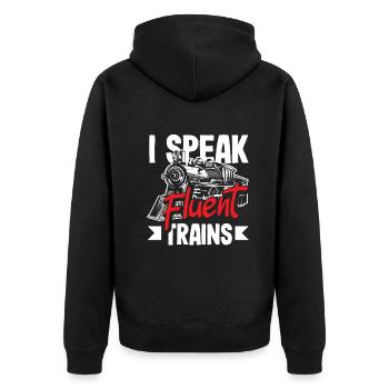 Drôle de Train amant Trains Locomotive cadeau - Veste à capuche bio Premium Unisexe - noir - Dos - Nico (187cm)