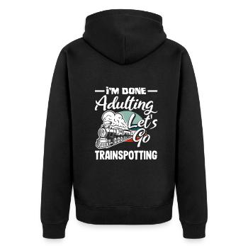 Drôle de Train amant Trains Locomotive cadeau - Veste à capuche bio Premium Unisexe - noir - Dos - Nico (187cm)