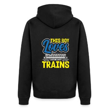 Drôle de Train amant Trains Locomotive cadeau - Veste à capuche bio Premium Unisexe - noir - Dos - Nico (187cm)
