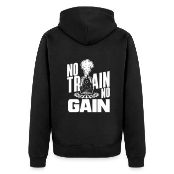 Funny Train Lover Trains Locomotive Gift - Unisex Premium Organic Zip Hoodie - black - Back - Nico (187cm)