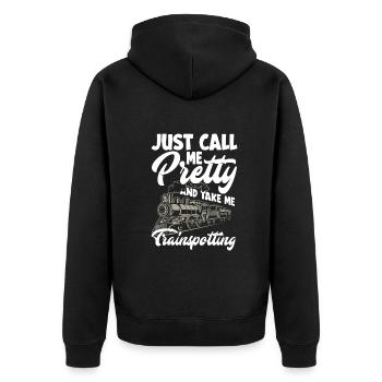 Funny Train Lover Trains Locomotive Gift - Unisex Premium Organic Zip Hoodie - black - Back - Nico (187cm)
