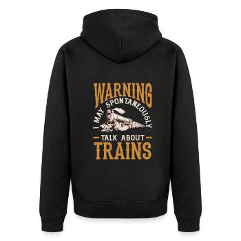 Funny Train Lover Trains Locomotive Gift - Unisex Premium Organic Zip Hoodie - black - Back - Nico (187cm)
