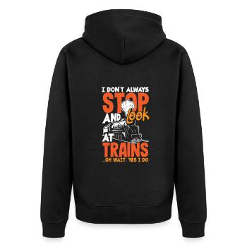 Drôle de Train amant Trains Locomotive cadeau - Veste à capuche bio Premium Unisexe - noir - Dos - Nico (187cm)