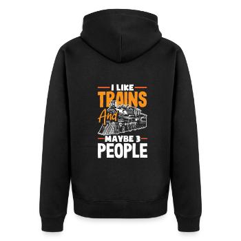 Drôle de Train amant Trains Locomotive cadeau - Veste à capuche bio Premium Unisexe - noir - Dos - Nico (187cm)