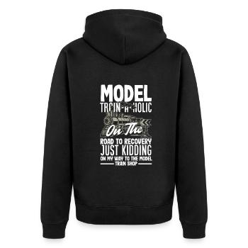 Funny Train Lover Trains Locomotive Gift - Unisex Premium Organic Zip Hoodie - black - Back - Nico (187cm)