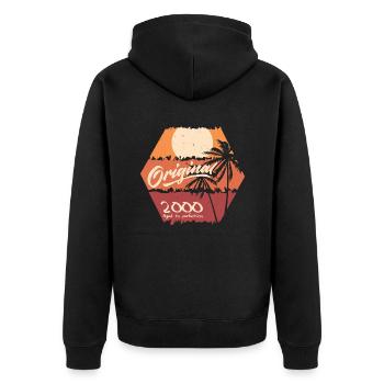 Original 2000 Retro 2000 Geburtstagsgeschenk - Unisex Premium Bio Zip Hoodie - Schwarz - Hinten - Nico (187cm)