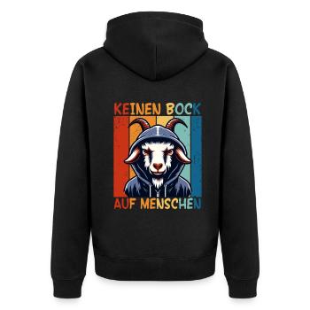 Schwarzer Humor Keinen Bock Auf Menschen Sarkasmus - Unisex Premium Bio Zip Hoodie - Schwarz - Hinten - Nico (187cm)