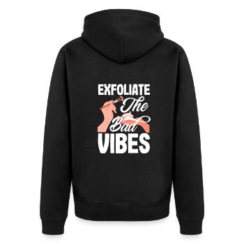 Hautpflege Kosmetikerin Kosmetik - Unisex Premium Bio Zip Hoodie - Schwarz - Hinten - Nico (187cm)