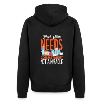 Hautpflege Kosmetikerin Kosmetik - Unisex Premium Bio Zip Hoodie - Schwarz - Hinten - Nico (187cm)