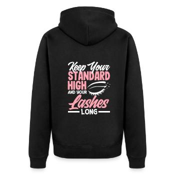 Hautpflege Kosmetikerin Kosmetik - Unisex Premium Bio Zip Hoodie - Schwarz - Hinten - Nico (187cm)