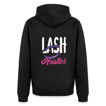 Hautpflege Kosmetikerin Kosmetik - Unisex Premium Bio Zip Hoodie - Schwarz - Hinten - Nico (187cm)