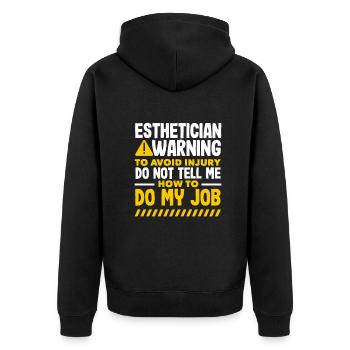 Hautpflege Kosmetikerin Kosmetik - Unisex Premium Bio Zip Hoodie - Schwarz - Hinten - Nico (187cm)