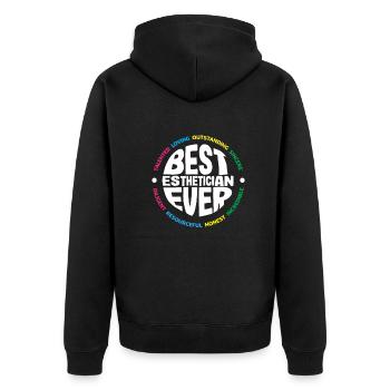 Hautpflege Kosmetikerin Kosmetik - Unisex Premium Bio Zip Hoodie - Schwarz - Hinten - Nico (187cm)