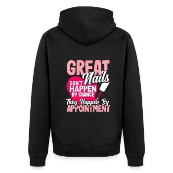 Hautpflege Kosmetikerin Kosmetik - Unisex Premium Bio Zip Hoodie - Schwarz - Hinten - Nico (187cm)
