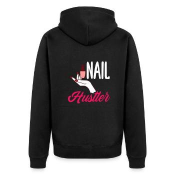 Hautpflege Kosmetikerin Kosmetik - Unisex Premium Bio Zip Hoodie - Schwarz - Hinten - Nico (187cm)