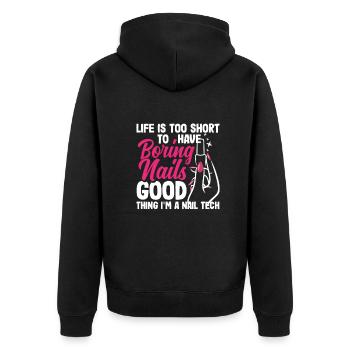 Hautpflege Kosmetikerin Kosmetik - Unisex Premium Bio Zip Hoodie - Schwarz - Hinten - Nico (187cm)