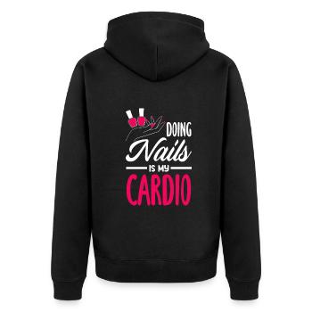 Hautpflege Kosmetikerin Kosmetik - Unisex Premium Bio Zip Hoodie - Schwarz - Hinten - Nico (187cm)