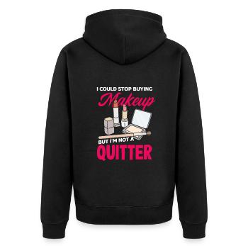 Hautpflege Kosmetikerin Kosmetik - Unisex Premium Bio Zip Hoodie - Schwarz - Hinten - Nico (187cm)