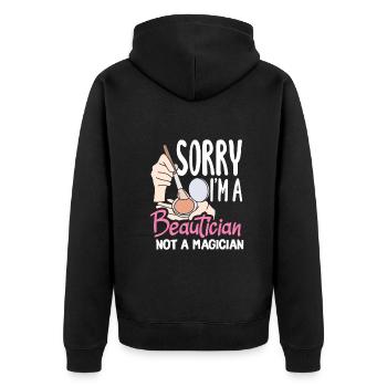 Hautpflege Kosmetikerin Kosmetik - Unisex Premium Bio Zip Hoodie - Schwarz - Hinten - Nico (187cm)