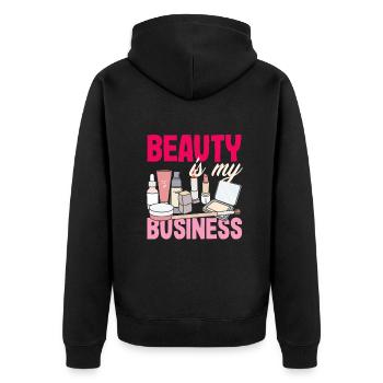 Hautpflege Kosmetikerin Kosmetik - Unisex Premium Bio Zip Hoodie - Schwarz - Hinten - Nico (187cm)