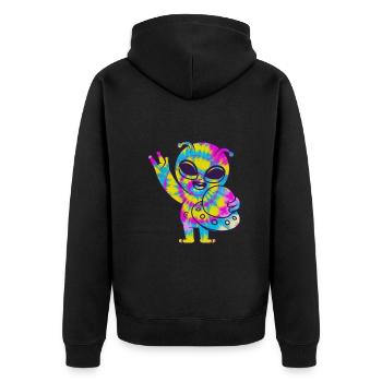Lustiges Alien Außerirdische Geschenk - Unisex Premium Bio Zip Hoodie - Schwarz - Hinten - Nico (187cm)